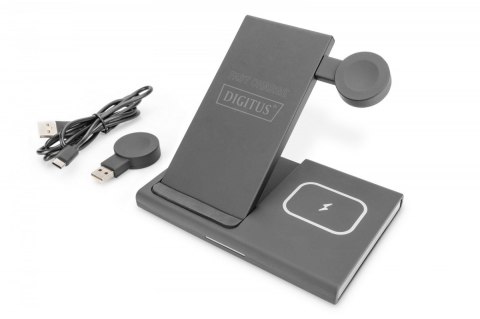 Stacja ładująca indukcyjna 3w1 składana 15W MagSafe + Qi 1m USB Czarna Stacja ładująca indukcyjna 3w1 składana 15W MagSafe + Qi 1m USB Czarna