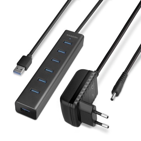 HUE-SA7BP Hub 7-portowy USB 3.2 GEN 1 aluminum charging hub, AC adapter HUE-SA7BP Hub 7-portowy USB 3.2 GEN 1 aluminum charging hub, AC adapter