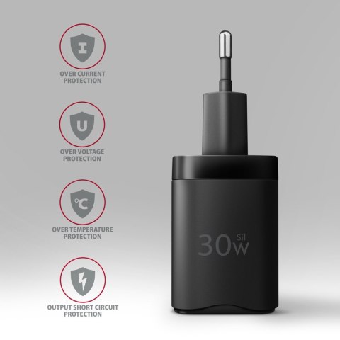 ACU-PQ30 Ładowarka sieciowa, PD & QC 30W, QC3.0,4.0/AFC/FCP/PPS/Apple, Czarna ACU-PQ30 Ładowarka sieciowa, PD & QC 30W, QC3.0,4.0/AFC/FCP/PPS/Apple, Czarna