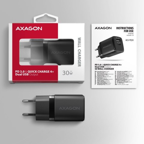 ACU-PQ30 Ładowarka sieciowa, PD & QC 30W, QC3.0,4.0/AFC/FCP/PPS/Apple, Czarna ACU-PQ30 Ładowarka sieciowa, PD & QC 30W, QC3.0,4.0/AFC/FCP/PPS/Apple, Czarna