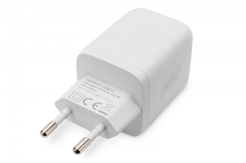 Ładowarka sieciowa, zasilacz GaN 2x USB-C PD 3.0 max. 65W, biała Ładowarka sieciowa, zasilacz GaN 2x USB-C PD 3.0 max. 65W, biała