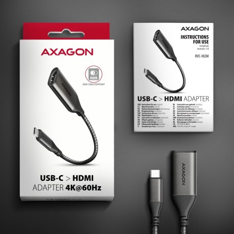 RVC-HI2M Adapter aktywny USB-C -> HDMI 2.0 4K/60Hz Aluminum, 25cm kabel RVC-HI2M Adapter aktywny USB-C -> HDMI 2.0 4K/60Hz Aluminum, 25cm kabel