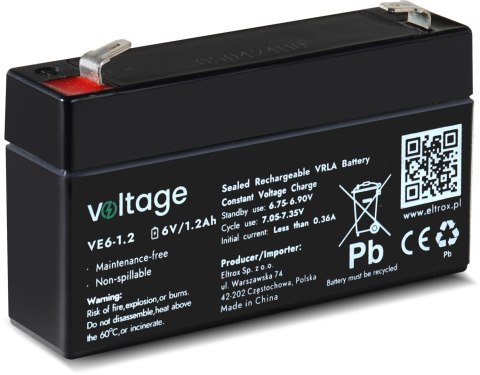Akumulator AGM Voltage 6V 1,2Ah VE6-1.2 (Żywotność 6-9 lat) Akumulator AGM Voltage 6V 1,2Ah VE6-1.2 (Żywotność 6-9 lat)