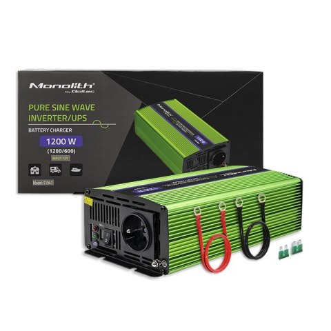 Przetwornica napięcia Monilith | ładowanie baterii | UPS | 600W |1200W | 12V na 230V | Czysty Sinus Przetwornica napięcia Monilith | ładowanie baterii | UPS | 600W |1200W | 12V na 230V | Czysty Sinus