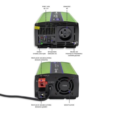 Przetwornica napięcia Monolith | ładowanie baterii | UPS | 300W |600W | 12V na 230V | Czysty Sinus Przetwornica napięcia Monolith | ładowanie baterii | UPS | 300W |600W | 12V na 230V | Czysty Sinus