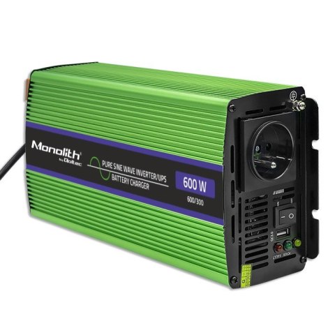 Przetwornica napięcia Monolith | ładowanie baterii | UPS | 300W |600W | 12V na 230V | Czysty Sinus Przetwornica napięcia Monolith | ładowanie baterii | UPS | 300W |600W | 12V na 230V | Czysty Sinus