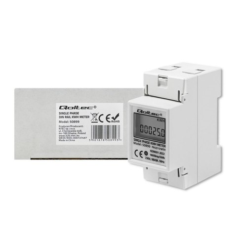 Jednofazowy elektroniczny licznik | miernik zużycia energii na szynę DIN | 230V | LCD | 2P Jednofazowy elektroniczny licznik | miernik zużycia energii na szynę DIN | 230V | LCD | 2P