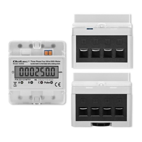 Trójfazowy elektroniczny licznik | miernik zużycia energii na szynę DIN | 400V | LCD | 4P Trójfazowy elektroniczny licznik | miernik zużycia energii na szynę DIN | 400V | LCD | 4P