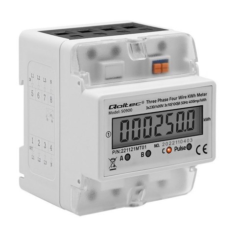 Trójfazowy elektroniczny licznik | miernik zużycia energii na szynę DIN | 400V | LCD | 4P Trójfazowy elektroniczny licznik | miernik zużycia energii na szynę DIN | 400V | LCD | 4P