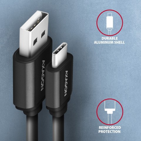 BUCM-AM20TB Kabel Twister USB-C - USB-A, 1.1m, USB2.0 3A, ALU, czarny BUCM-AM20TB Kabel Twister USB-C - USB-A, 1.1m, USB2.0 3A, ALU, czarny