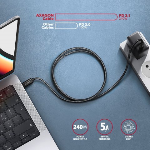 BUCM2-CM10AB Kabel USB-C - USB-C, 1.0m 5A charging, ALU, 240W PD, oplot, USB2.0, czarny BUCM2-CM10AB Kabel USB-C - USB-C, 1.0m 5A charging, ALU, 240W PD, oplot, USB2.0, czarny