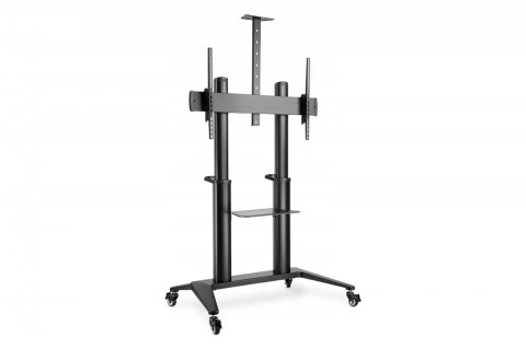 Stojak mobilny pojedynczy z półką i uchwytem na kamerę, 1xLCD max. 120" max. 140kg, VESA max. 1000x600 Stojak mobilny pojedynczy z półką i uchwytem na kamerę, 1xLCD max. 120" max. 140kg, VESA max. 1000x600