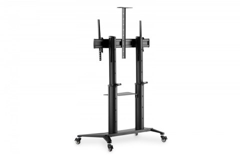 Stojak mobilny pojedynczy z półką i uchwytem na kamerę, 1xLCD max. 120" max. 140kg, VESA max. 1000x600 Stojak mobilny pojedynczy z półką i uchwytem na kamerę, 1xLCD max. 120" max. 140kg, VESA max. 1000x600