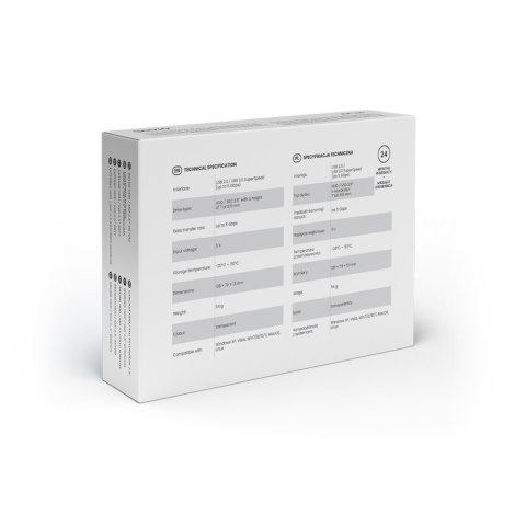 Zewnętrzna obudowa na dysk HDD/SSD 2.5", USB 3.0, AK-66, transparentna Zewnętrzna obudowa na dysk HDD/SSD 2.5", USB 3.0, AK-66, transparentna