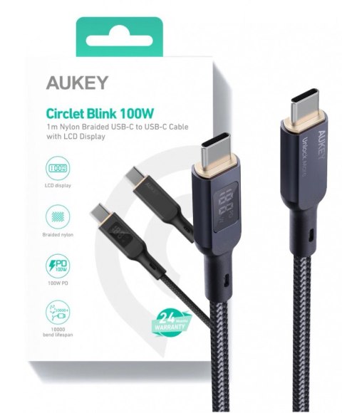 CB-MCC102 nylonowy kabel USB C - USB C | LED | 1.8m | 5A | 100W PD | 20V CB-MCC102 nylonowy kabel USB C - USB C | LED | 1.8m | 5A | 100W PD | 20V