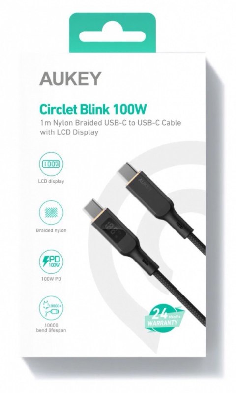 CB-MCC102 nylonowy kabel USB C - USB C | LED | 1.8m | 5A | 100W PD | 20V CB-MCC102 nylonowy kabel USB C - USB C | LED | 1.8m | 5A | 100W PD | 20V