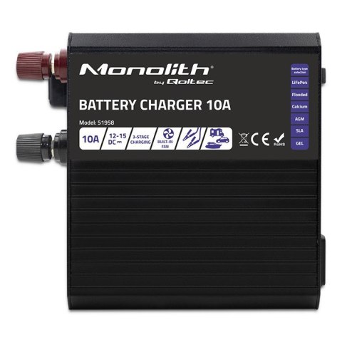 Inteligentna łaowarka Monolith do akumulatorów LiFePO4 AGM GEL SLA | 10A | 12V Inteligentna łaowarka Monolith do akumulatorów LiFePO4 AGM GEL SLA | 10A | 12V