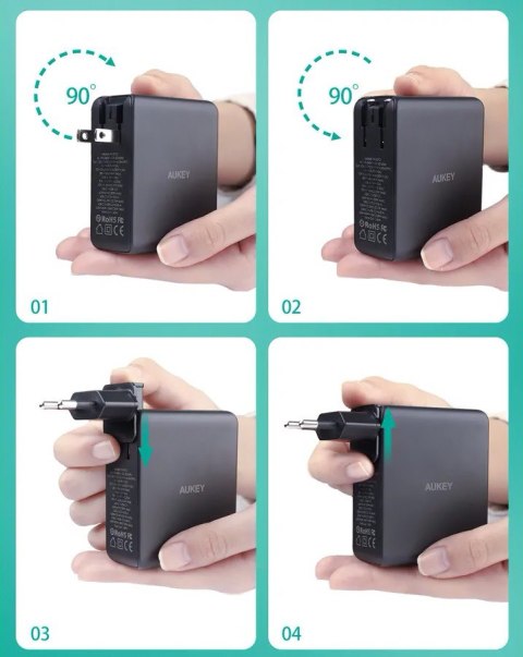 PA-B7O Omnia II GaN ładowarka sieciowa 3xUSB (2xUSB C+1xUSBA) 140W PD3.1 PPS EU/US/UK PA-B7O Omnia II GaN ładowarka sieciowa 3xUSB (2xUSB C+1xUSBA) 140W PD3.1 PPS EU/US/UK