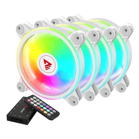 Wentylator FAN-01 White 4-pack 120mm ARGB wraz kontrolerem oraz pilotem Wentylator FAN-01 White 4-pack 120mm ARGB wraz kontrolerem oraz pilotem