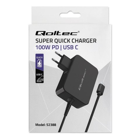 Ładowarka GaN Power Pro | 1xUSB-C | 100W | 5-20V | 3-5A | Czarna Ładowarka GaN Power Pro | 1xUSB-C | 100W | 5-20V | 3-5A | Czarna