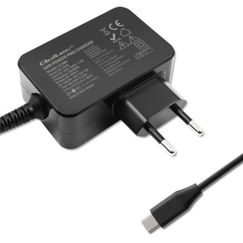 Ładowarka GaN Power Pro | 1xUSB-C | 65W | 5-20V | 3-3.25A | Czarna Ładowarka GaN Power Pro | 1xUSB-C | 65W | 5-20V | 3-3.25A | Czarna