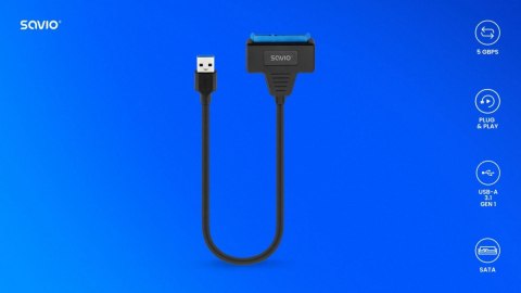 Adapter USB-A 3.1 Gen 1 (M) - SATA (F) do dysków SATA 2.5 cala , AK-68 Adapter USB-A 3.1 Gen 1 (M) - SATA (F) do dysków SATA 2.5 cala , AK-68