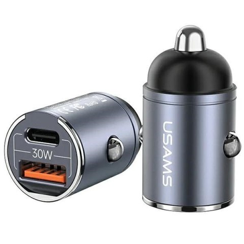 Ładowarka samochodowa 30W 1xUSB+1xUSB-C C38 Fast Charge Stalowa Ładowarka samochodowa 30W 1xUSB+1xUSB-C C38 Fast Charge Stalowa