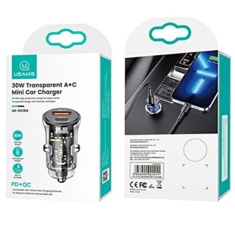 Ładowarka samochodowa 30W 1xUSB + 1xUSB-C Fast Charge Ładowarka samochodowa 30W 1xUSB + 1xUSB-C Fast Charge