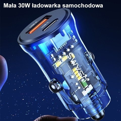 Ładowarka samochodowa 30W 1xUSB + 1xUSB-C Fast Charge Ładowarka samochodowa 30W 1xUSB + 1xUSB-C Fast Charge