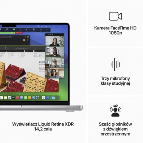 MacBook Pro 14.2: M3 8/10, 16GB, 1TB SSD - Srebrny MacBook Pro 14.2: M3 8/10, 16GB, 1TB SSD - Srebrny