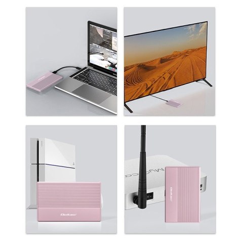 Obudowa | Kieszeń na dysk SSD HDD 2.5 cala | SATA | USB 3.0 | Super speed 5Gb/s | 2TB | Różowy Obudowa | Kieszeń na dysk SSD HDD 2.5 cala | SATA | USB 3.0 | Super speed 5Gb/s | 2TB | Różowy