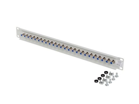Patch panel 24 porty 19 cali gniazdo Typ F beczka szary Patch panel 24 porty 19 cali gniazdo Typ F beczka szary
