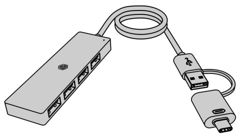 Hub IB-HUB1424-C3 4-Port USB Typ-A, złącze Typ-C/A Hub IB-HUB1424-C3 4-Port USB Typ-A, złącze Typ-C/A