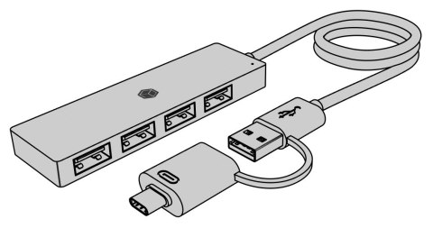 Hub IB-HUB1424-C3 4-Port USB Typ-A, złącze Typ-C/A Hub IB-HUB1424-C3 4-Port USB Typ-A, złącze Typ-C/A