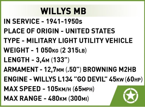 Klocki Willys MB 132 elementy Klocki Willys MB 132 elementy