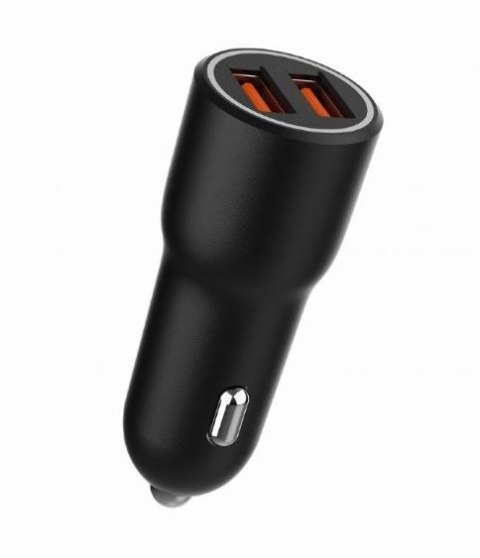 Ładowarka samochodowa 2xUSB-A QC3.0 36W czarna Ładowarka samochodowa 2xUSB-A QC3.0 36W czarna