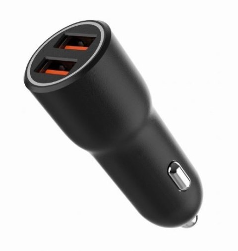 Ładowarka samochodowa 2xUSB-A QC3.0 36W czarna Ładowarka samochodowa 2xUSB-A QC3.0 36W czarna