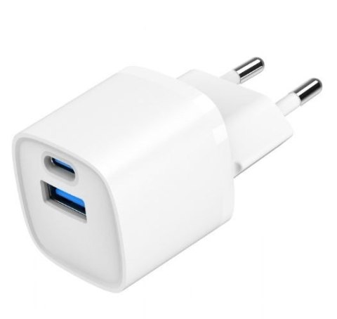 Mini-ładowarka USB-A USB-C 20W PD QC3.0 biała Mini-ładowarka USB-A USB-C 20W PD QC3.0 biała