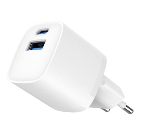 Mini-ładowarka USB-A USB-C 20W PD QC3.0 biała Mini-ładowarka USB-A USB-C 20W PD QC3.0 biała