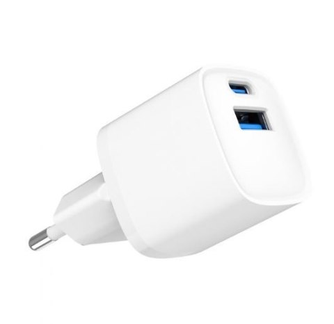 Mini-ładowarka USB-A USB-C 20W PD QC3.0 biała Mini-ładowarka USB-A USB-C 20W PD QC3.0 biała