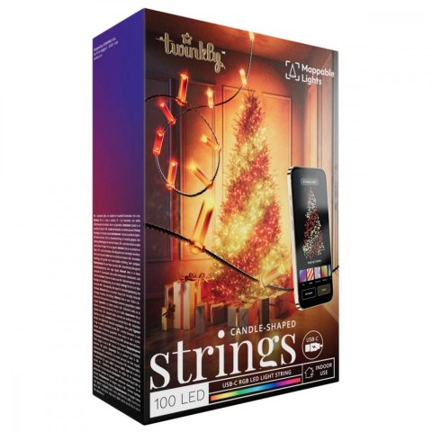 Inteligentne lampki dekoracyjne Strings USB-C (Candies) 100 LED RGB, świece, zielony przewód, 6 m Inteligentne lampki dekoracyjne Strings USB-C (Candies) 100 LED RGB, świece, zielony przewód, 6 m