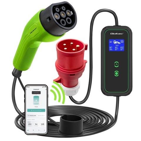 Mobilna ładowarka do samochodu elektrycznego EV z regulacją 2w1 Typ2 | 7kW | 230V | CEE 3 PIN | WiFi | LCD | Przenosna | Wallbo Mobilna ładowarka do samochodu elektrycznego EV z regulacją 2w1 Typ2 | 7kW | 230V | CEE 3 PIN | WiFi | LCD | Przenosna | Wallbo