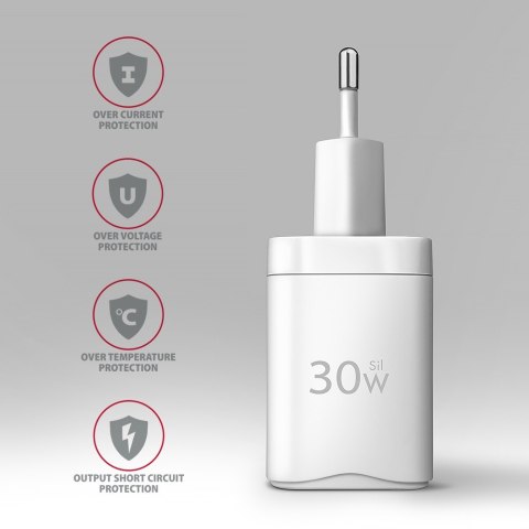 ACU-PD30W Ładowarka sieciowa PD 30W, 1x port USB-C, PD3.0/QC3.0/AFC/FCP/Apple Biała ACU-PD30W Ładowarka sieciowa PD 30W, 1x port USB-C, PD3.0/QC3.0/AFC/FCP/Apple Biała