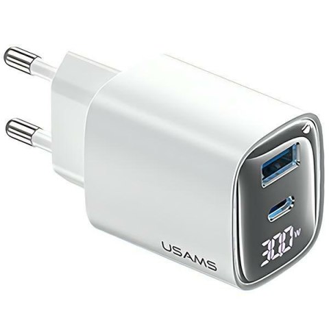 Ładowarka sieciowa 30W GaN LED USB+USB-C CC229 Fast Charging Biała Ładowarka sieciowa 30W GaN LED USB+USB-C CC229 Fast Charging Biała