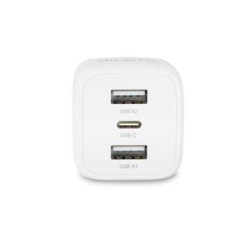 Ładowarka GaN 32W 2xUSB-A 1xUSB-C biała Ładowarka GaN 32W 2xUSB-A 1xUSB-C biała