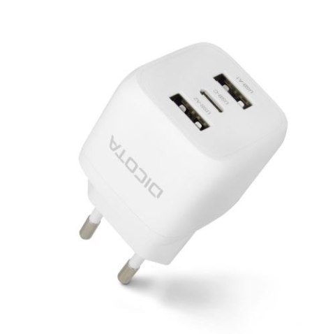 Ładowarka GaN 32W 2xUSB-A 1xUSB-C biała Ładowarka GaN 32W 2xUSB-A 1xUSB-C biała