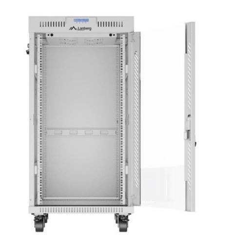 Szafa stojąca rack 19'' 22U 600x800 szara drzwi szklane LCD flack pack Szafa stojąca rack 19'' 22U 600x800 szara drzwi szklane LCD flack pack