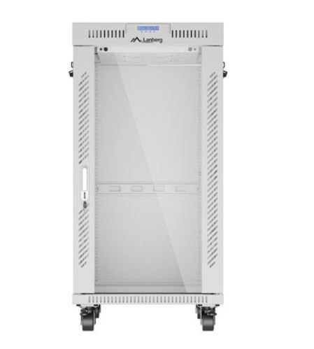 Szafa stojąca rack 19'' 22U 600x800 szara drzwi szklane LCD flack pack Szafa stojąca rack 19'' 22U 600x800 szara drzwi szklane LCD flack pack