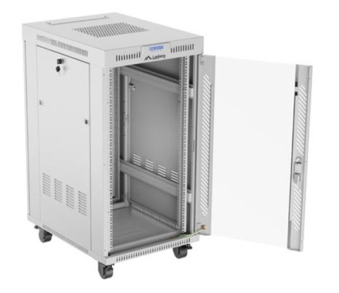 Szafa stojąca rack 19'' 22U 600x800 szara drzwi szklane LCD flack pack Szafa stojąca rack 19'' 22U 600x800 szara drzwi szklane LCD flack pack