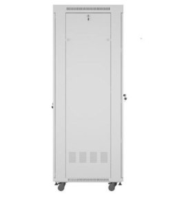 Szafa stojąca rack 19'' 42U 600x800 szara drzwi szklane flack pack